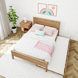 186101-007 : Kids Beds Classic Full-Size Bed with Panel Headboard and Trundle, Pecan