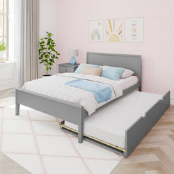 186101-121 : Kids Beds Classic Full-Size Bed with Panel Headboard and Trundle, Grey