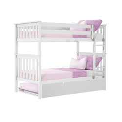 186201-002 : Bunk Beds Twin Over Twin Bunk Bed With Trundle, White