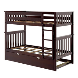 186201-005 : Bunk Beds Twin Over Twin Bunk Bed With Trundle, Espresso