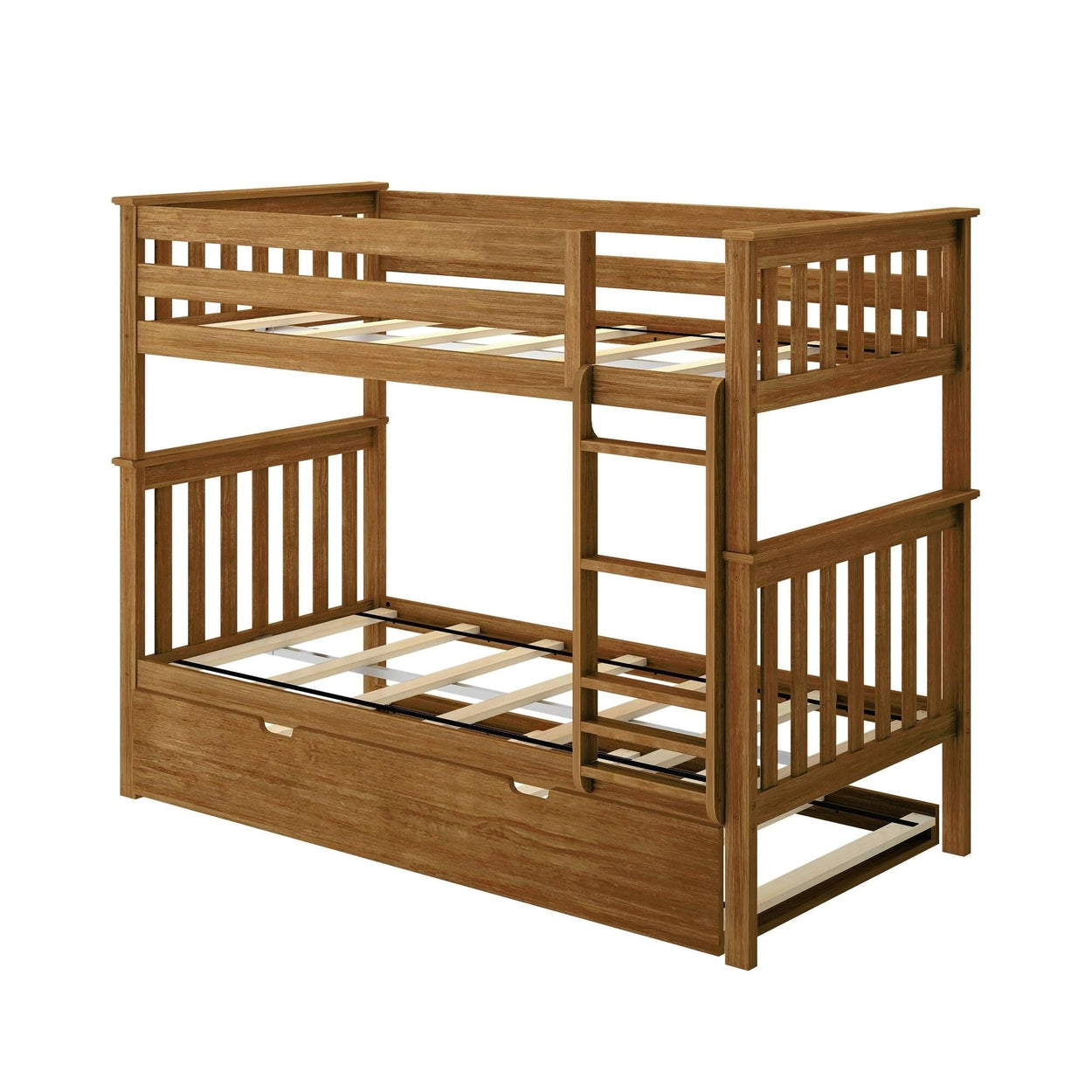 186201-007 : Bunk Beds Classic Twin over Twin Bunk Bed with Trundle, Pecan
