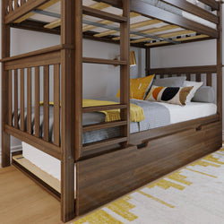 186201-008 : Bunk Beds Twin Over Twin Bunk Bed With Trundle, Walnut