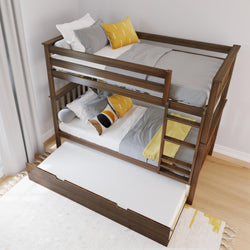 186201-008 : Bunk Beds Twin Over Twin Bunk Bed With Trundle, Walnut