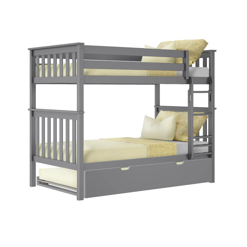 186201-121 : Bunk Beds Twin Over Twin Bunk Bed With Trundle, Grey