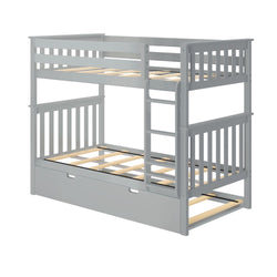 186201-121 : Bunk Beds Twin Over Twin Bunk Bed With Trundle, Grey