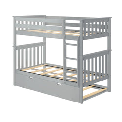 186201-121 : Bunk Beds Classic Twin over Twin Bunk Bed with Trundle, Grey