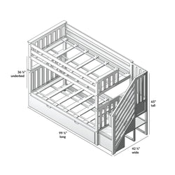 186205-002 : Bunk Beds Twin Over Twin Staircase Bunk With Trundle, White