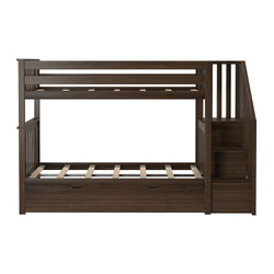 186205-008 : Bunk Beds Twin Over Twin Staircase Bunk With Trundle, Walnut