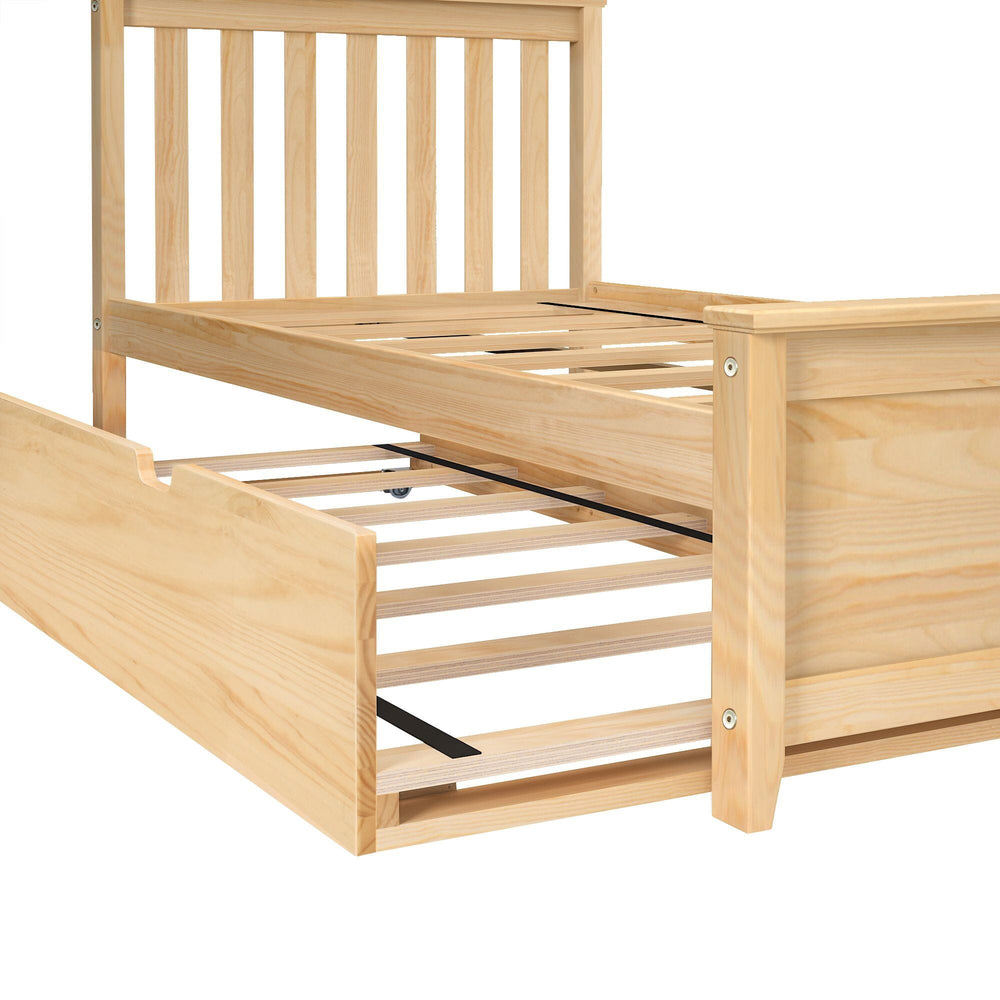 186210-001 : Kids Beds Classic Twin-Size Platform Bed with Trundle, Natural