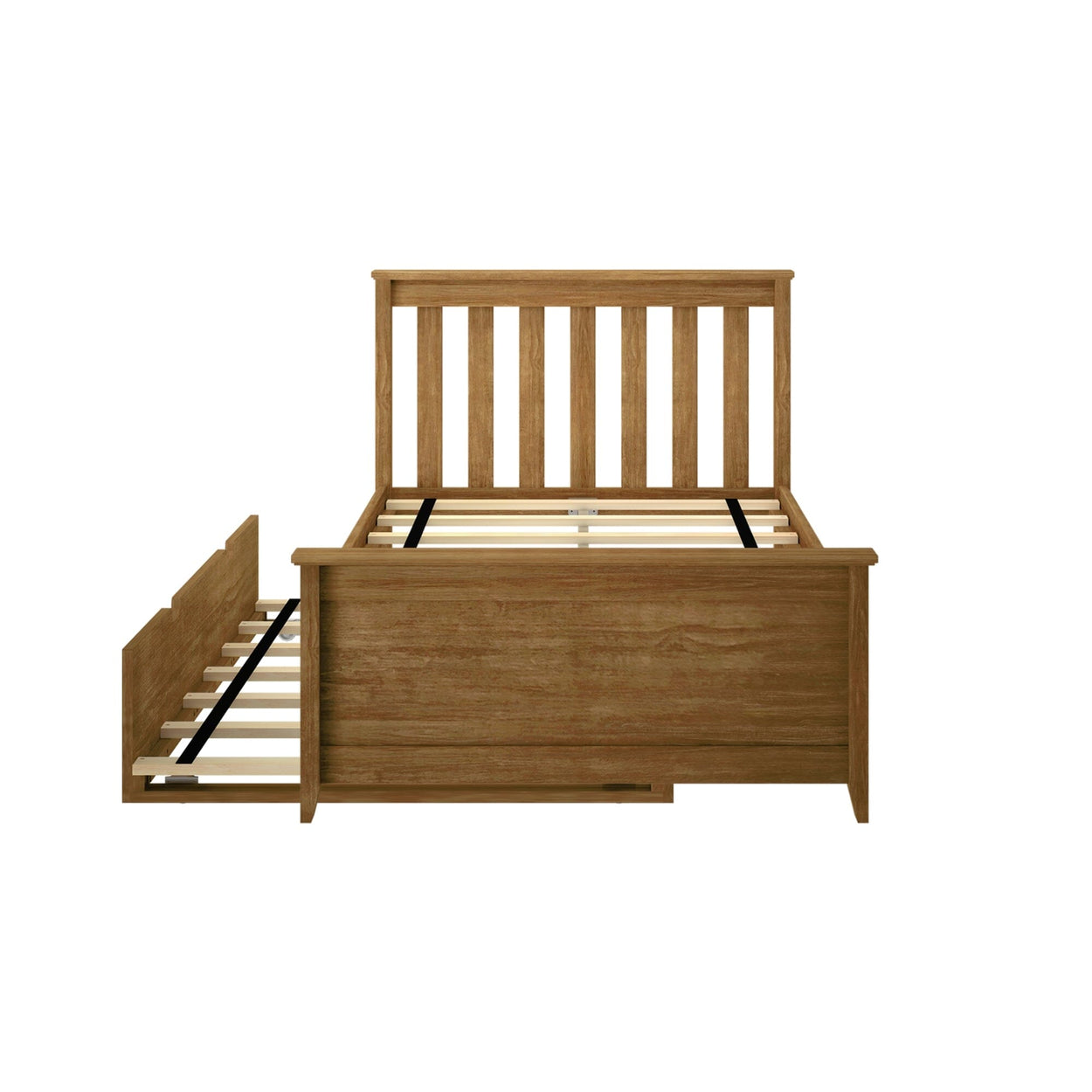 186210-007 : Kids Beds Classic Twin-Size Platform Bed with Trundle, Pecan