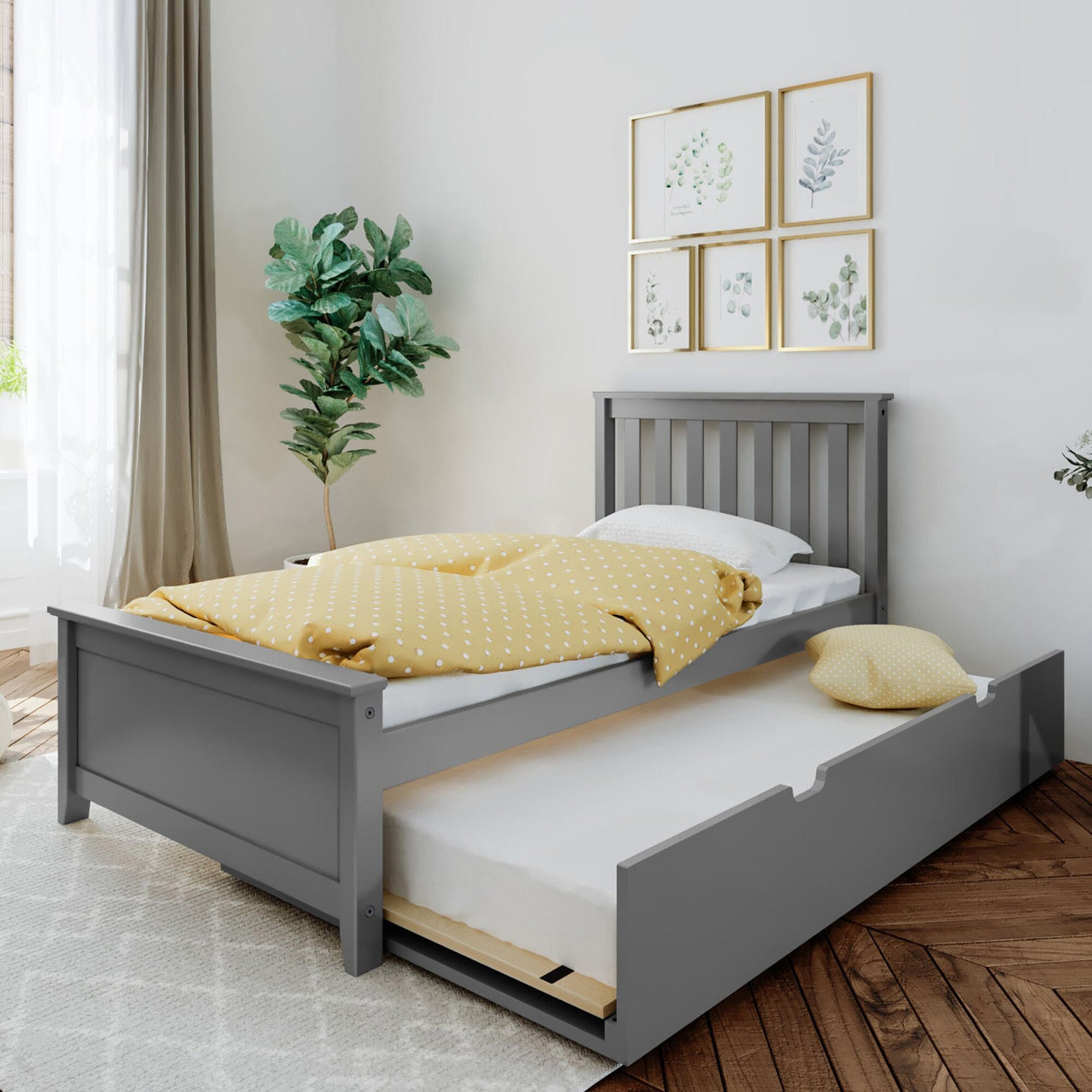186210-121 : Kids Beds Twin-Size Bed with Trundle, Grey
