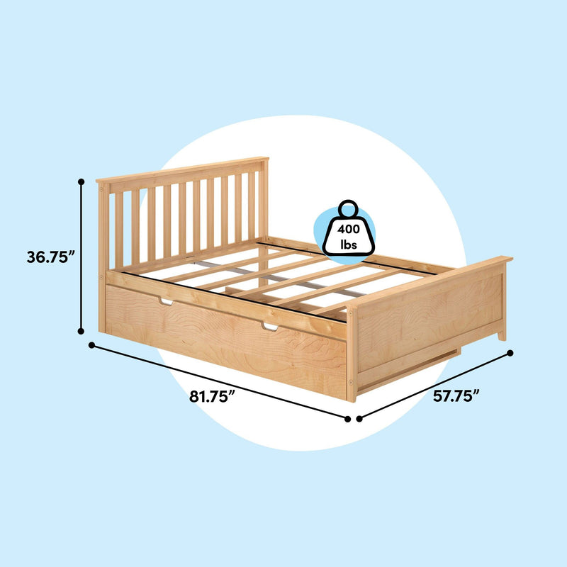 Full Slatted Bed With Trundle
