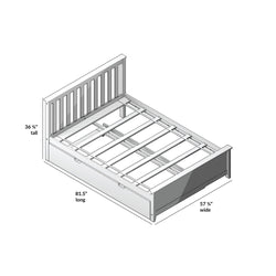 186211-121 : Kids Beds Classic Full-Size Bed with Trundle, Grey