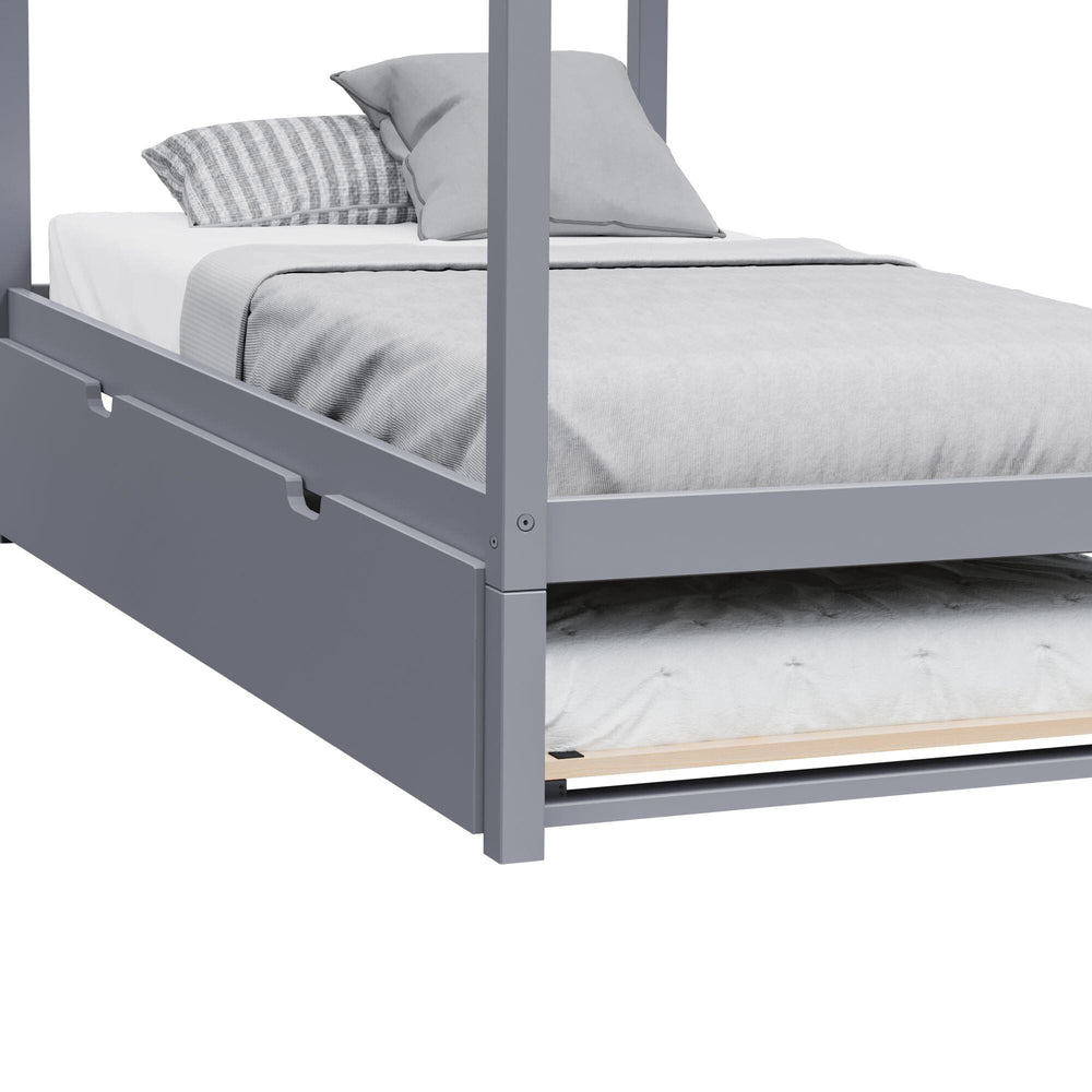 186215-121 : Kids Beds Twin-Size House Bed with Trundle, Grey