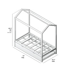 186215-121 : Kids Beds Twin-Size House Bed with Trundle, Grey