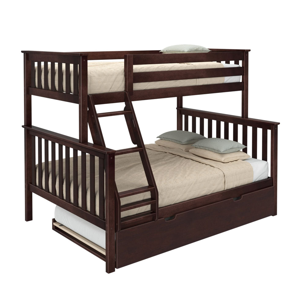 186231-005 : Bunk Beds Twin Over Full Bunk Bed With Trundle, Espresso