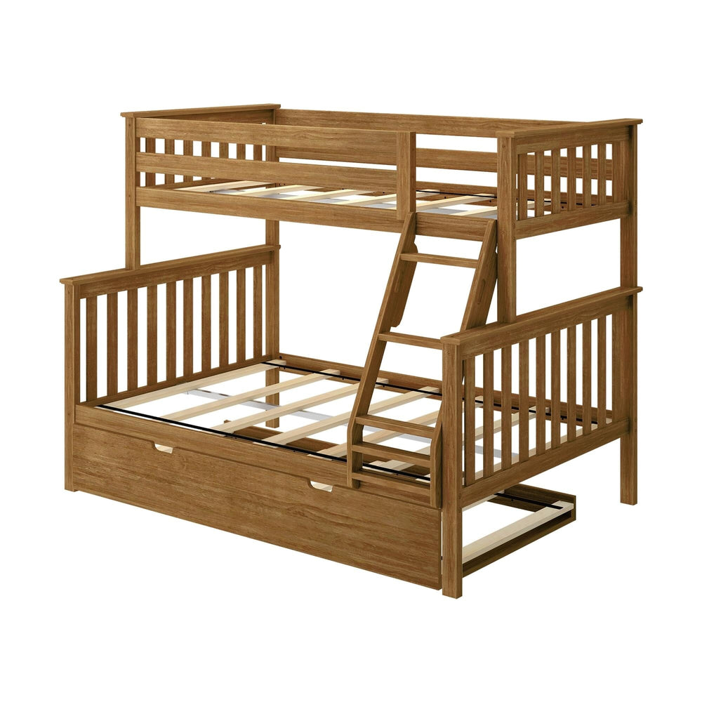 186231-007 : Bunk Beds Twin Over Full Bunk Bed With Trundle, Pecan