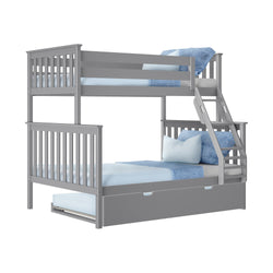 186231-121 : Bunk Beds Classic Twin over Full Bunk Bed with Trundle, Grey