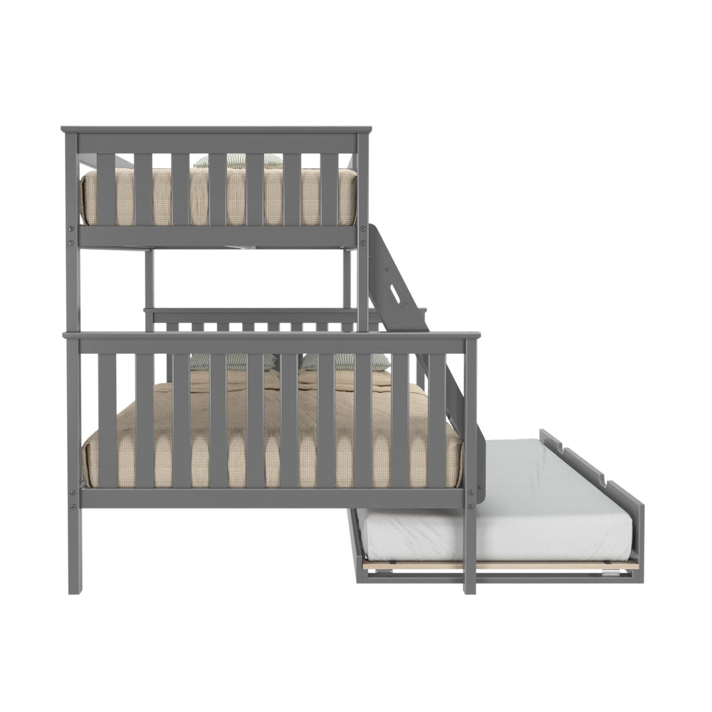 186231-121 : Bunk Beds Twin Over Full Bunk Bed With Trundle, Grey