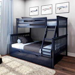 186231-131 : Bunk Beds Classic Twin over Full Bunk Bed with Trundle, Blue