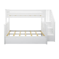 186235-002 : Bunk Beds Twin over Full Staircase Bunk with Trundle, White