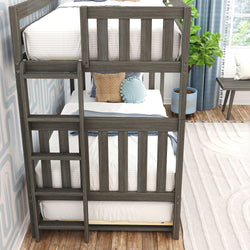 186305-151 : Bunk Beds Twin Over Twin Bunk Bed With Ladder on End & Trundle, Clay