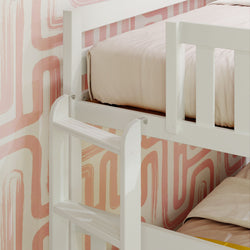 186335-002 : Bunk Beds Twin over Full Bunk Bed with Ladder on End and Trundle, White