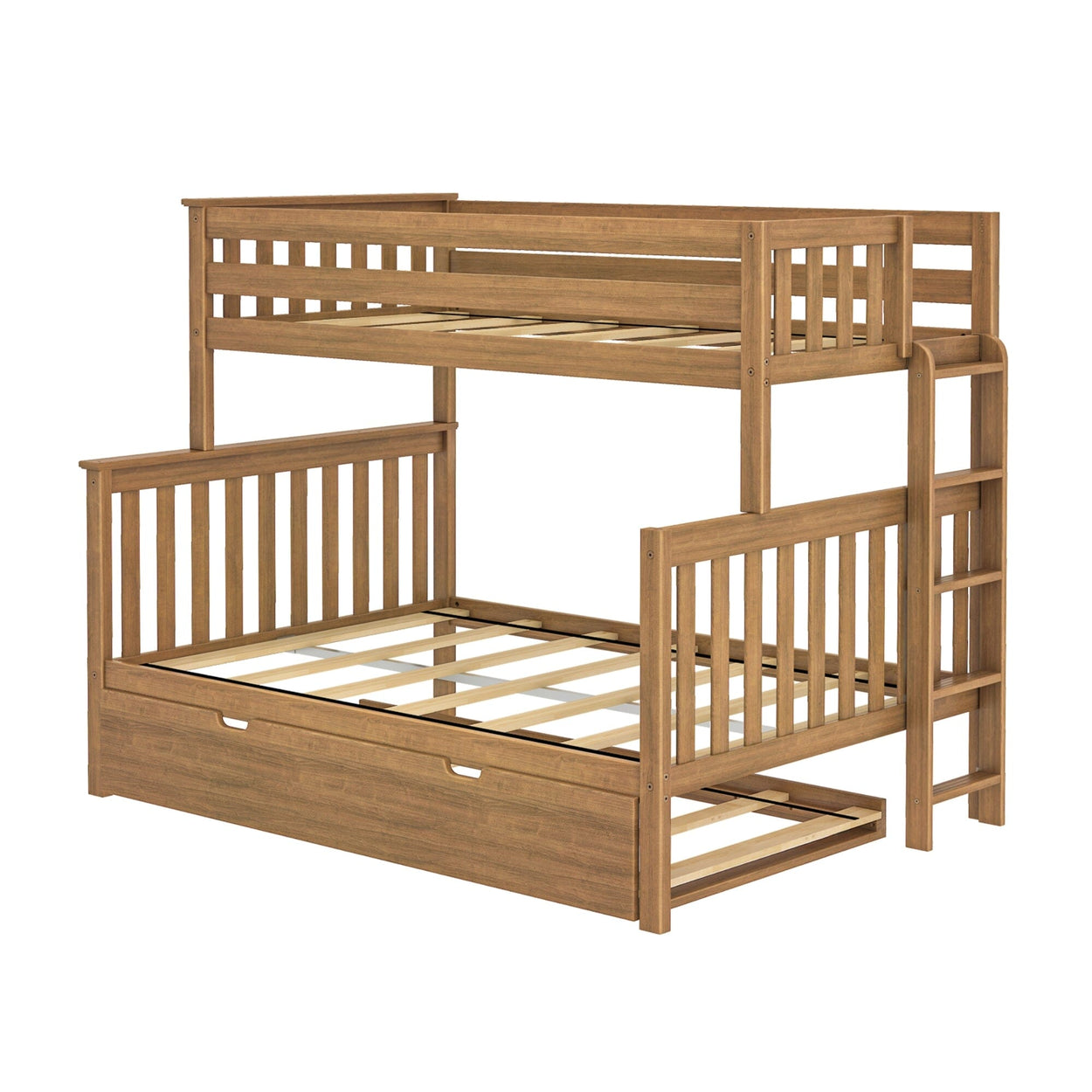 Twin over Full Bunk Bed with Ladder on End and Trundle – Max and Lily