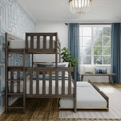 186335-151 : Bunk Beds Twin over Full Bunk Bed with Ladder on End and Trundle, Clay