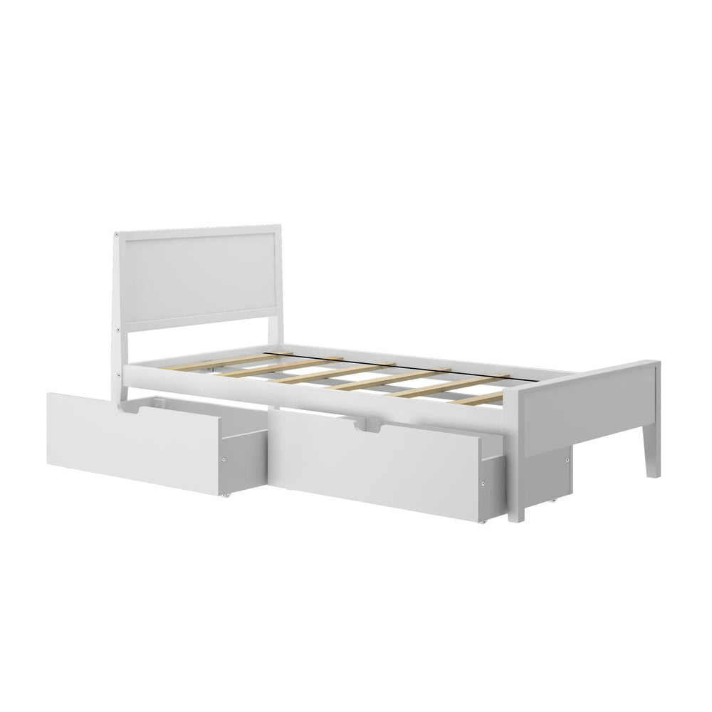 187100-002 : Kids Beds Classic Twin-Size Bed with Panel Headboard and Storage Drawers, White