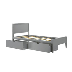 187100-121 : Kids Beds Classic Twin-Size Bed with Panel Headboard and Storage Drawers, Grey