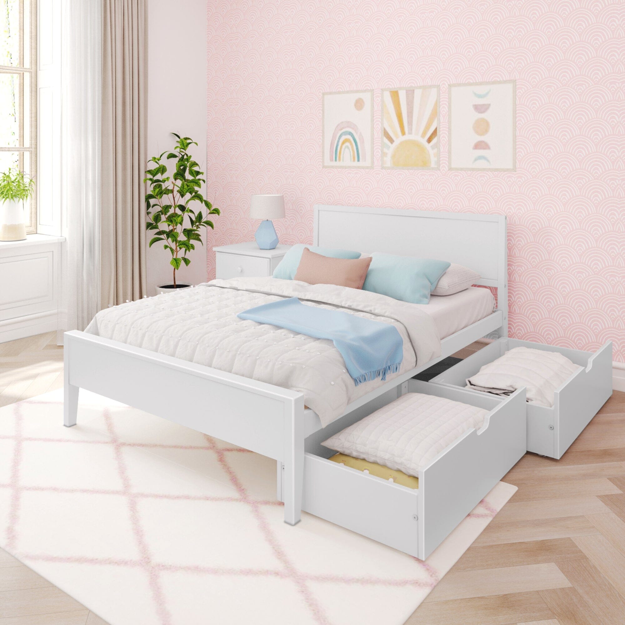 Girls full size store bed with storage