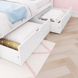 187101-002 : Kids Beds Classic Full-Size Bed with Panel Headboard and Storage Drawers, White