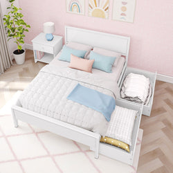 187101-002 : Kids Beds Classic Full-Size Bed with Panel Headboard and Storage Drawers, White