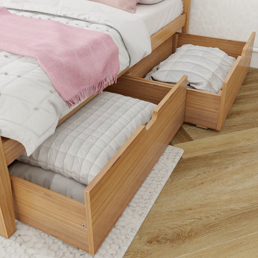 187101-007 : Kids Beds Classic Full-Size Bed with Panel Headboard and Storage Drawers, Pecan