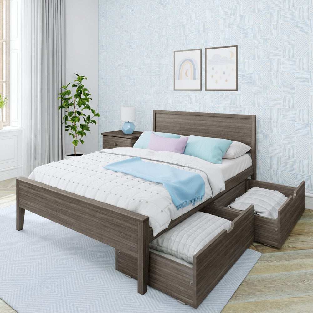 187101-151 : Kids Beds Classic Full-Size Bed with Panel Headboard and Storage Drawers, Clay