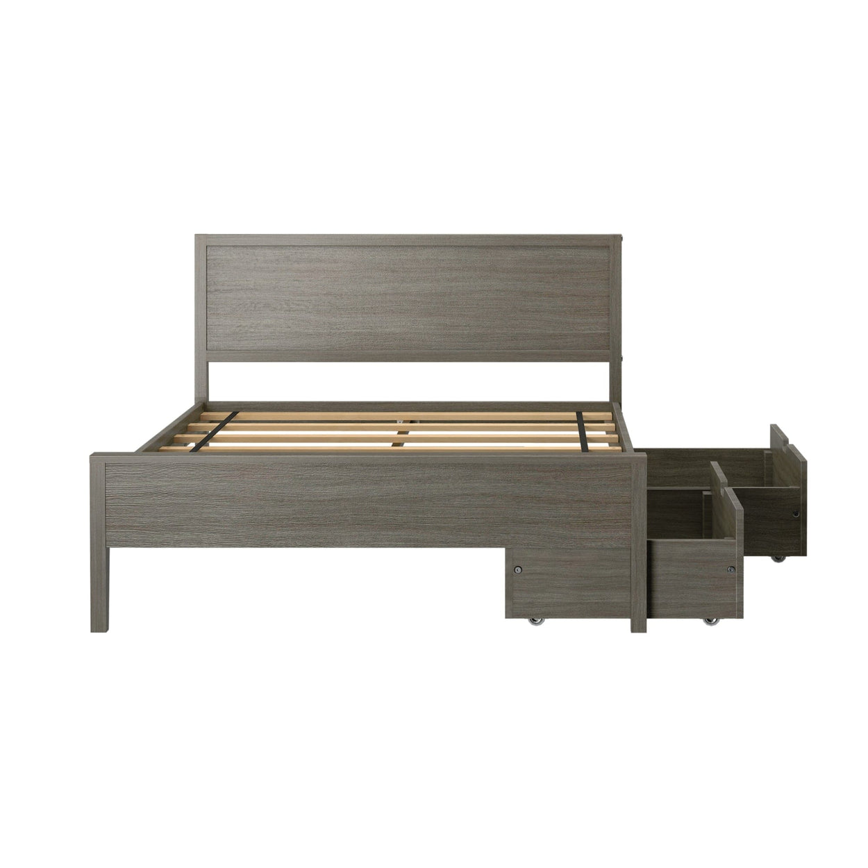 187101-151 : Kids Beds Classic Full-Size Bed with Panel Headboard and Storage Drawers, Clay