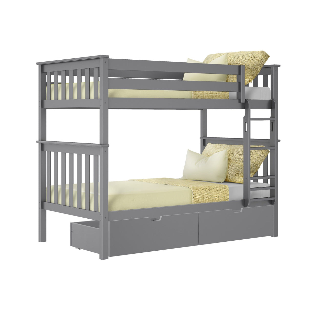 187201-121 : Bunk Beds Twin Bunk Bed With Underbed Storage Drawers, Grey