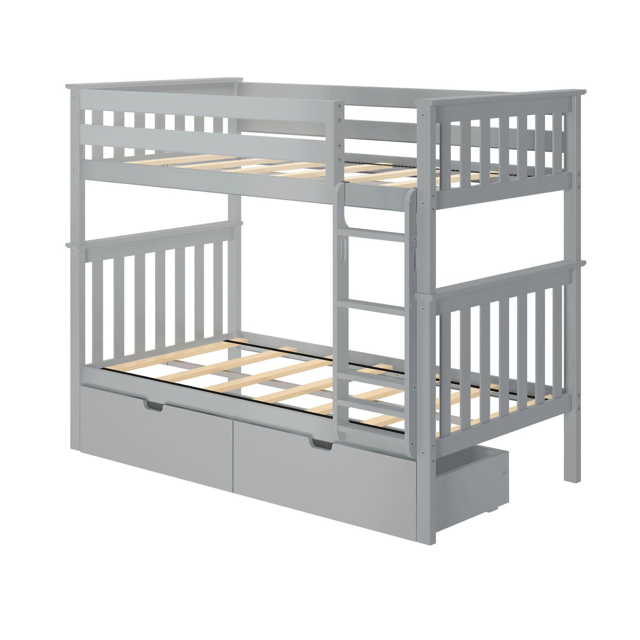 187201-121 : Bunk Beds Twin Bunk Bed With Underbed Storage Drawers, Grey