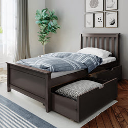 187210-005 : Kids Beds Twin-Size Platform Bed with Underbed Storage Drawers, Espresso