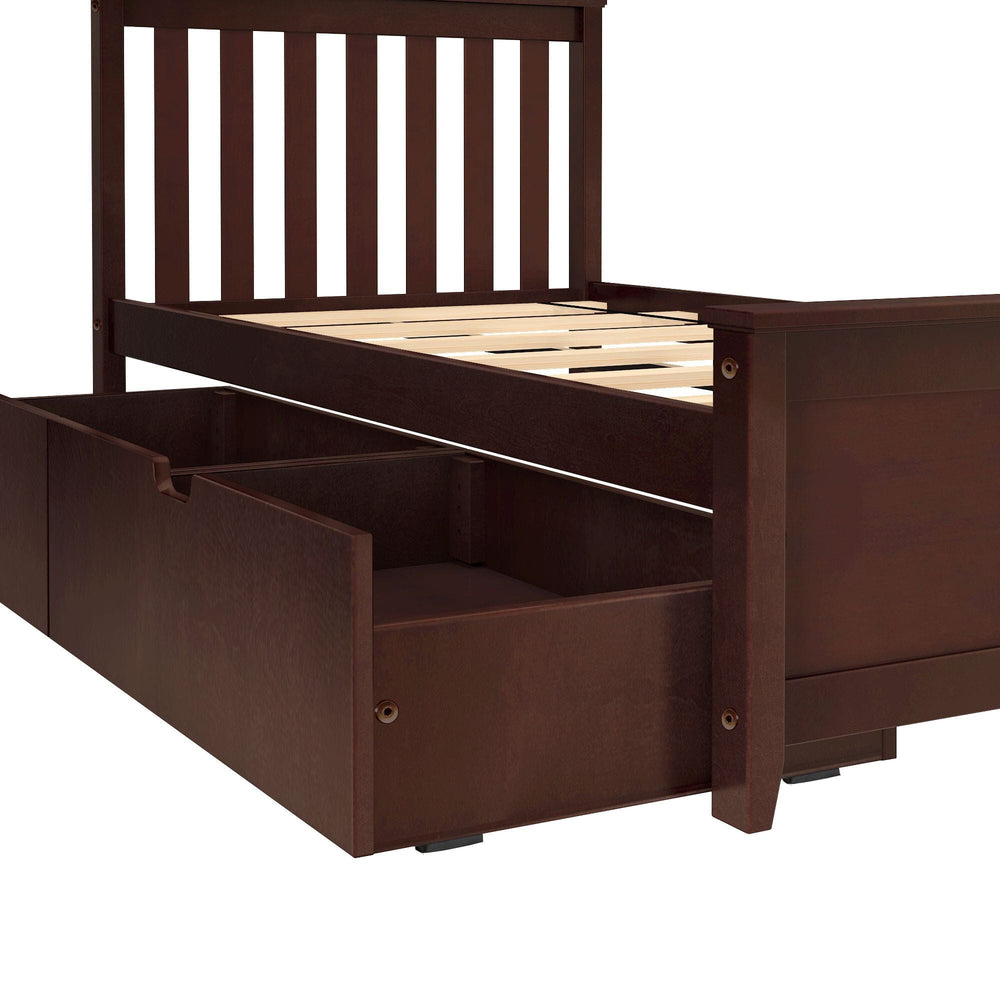 187210-005 : Kids Beds Twin-Size Platform Bed with Underbed Storage Drawers, Espresso