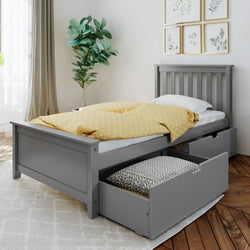 187210-121 : Kids Beds Twin-Size Platform Bed with Underbed Storage Drawers, Grey