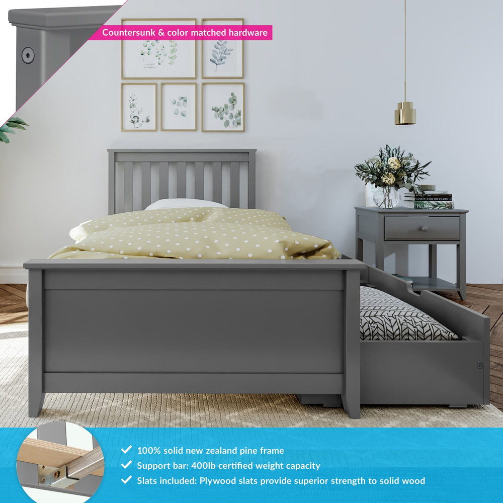 187210-121 : Kids Beds Twin-Size Platform Bed with Underbed Storage Drawers, Grey