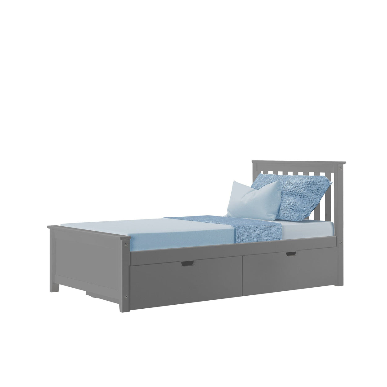187210-121 : Kids Beds Twin-Size Platform Bed with Underbed Storage Drawers, Grey
