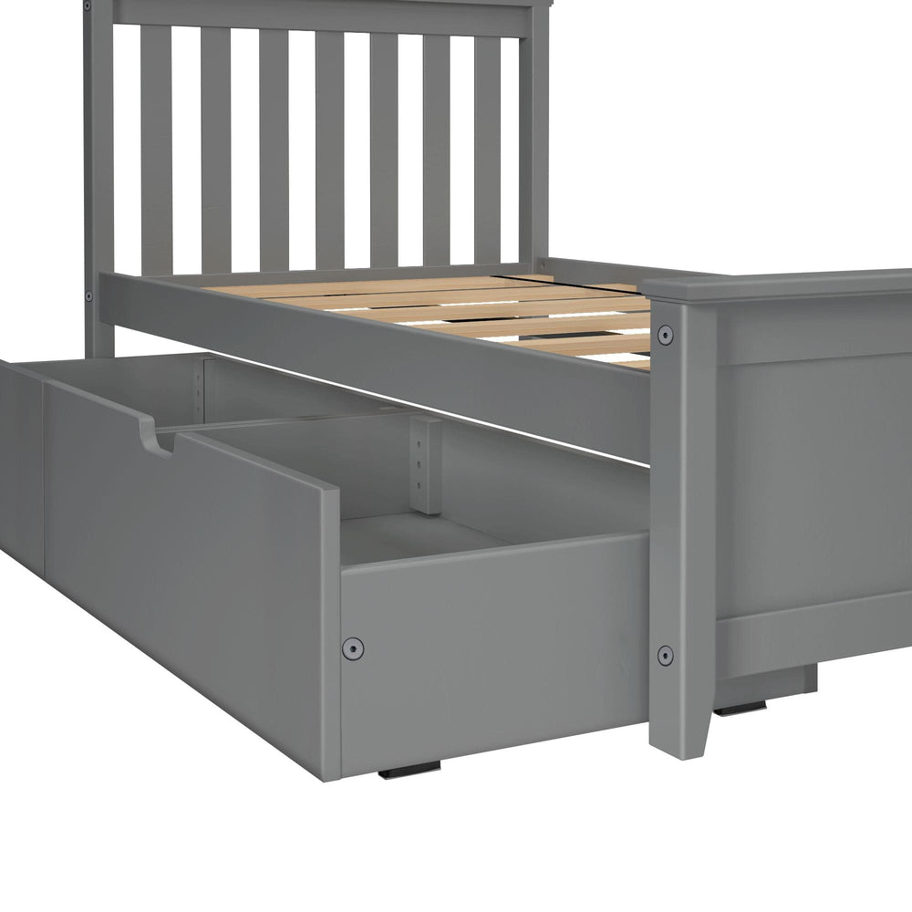 187210-121 : Kids Beds Twin-Size Platform Bed with Underbed Storage Drawers, Grey