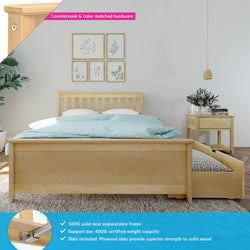 187211-001 : Kids Beds Full-Size Platform Bed with Under Bed Storage Drawers, Natural