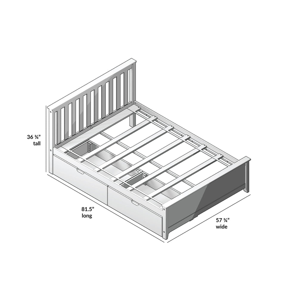 187211-001 : Kids Beds Full-Size Platform Bed with Under Bed Storage Drawers, Natural