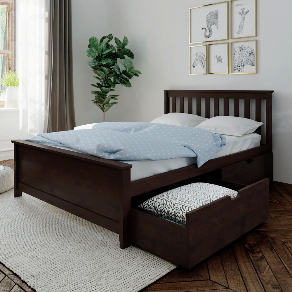 187211-005 : Kids Beds Full-Size Platform Bed with Under Bed Storage Drawers, Espresso