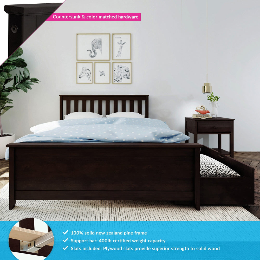 187211-005 : Kids Beds Full-Size Platform Bed with Under Bed Storage Drawers, Espresso