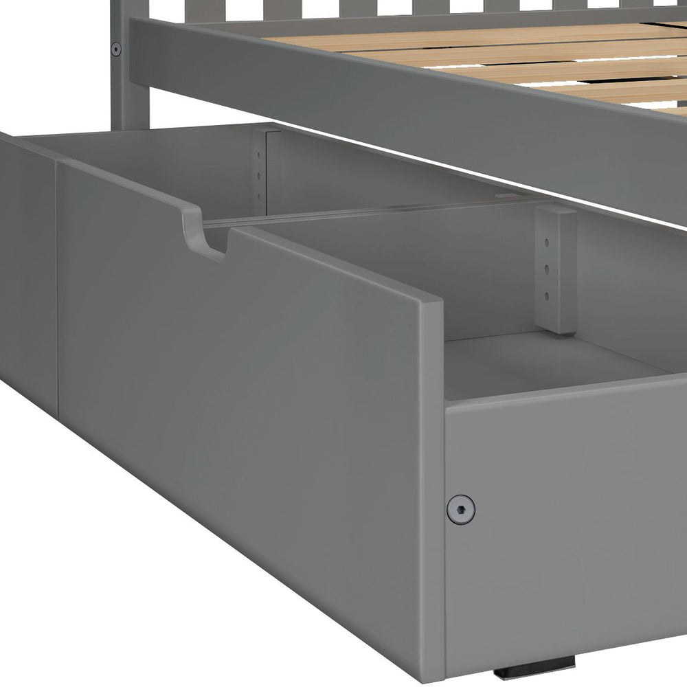 187211-121 : Kids Beds Full-Size Platform Bed with Under Bed Storage Drawers, Grey